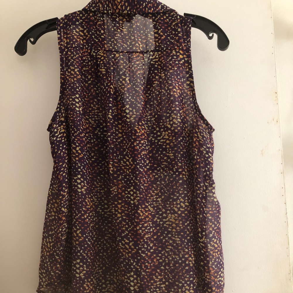 DECREE sheer multicolor sleeveless button-up shirt (M) front pockets